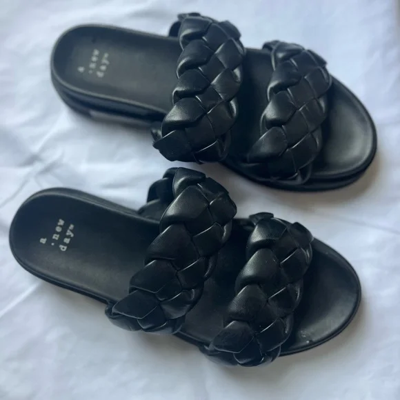 A New Day Women's Black Double Braided Sandals - Picture 2 of 5